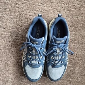 Skechers Women's Blue and Gray Lace-Up Memory Foam Athletic Sneakers